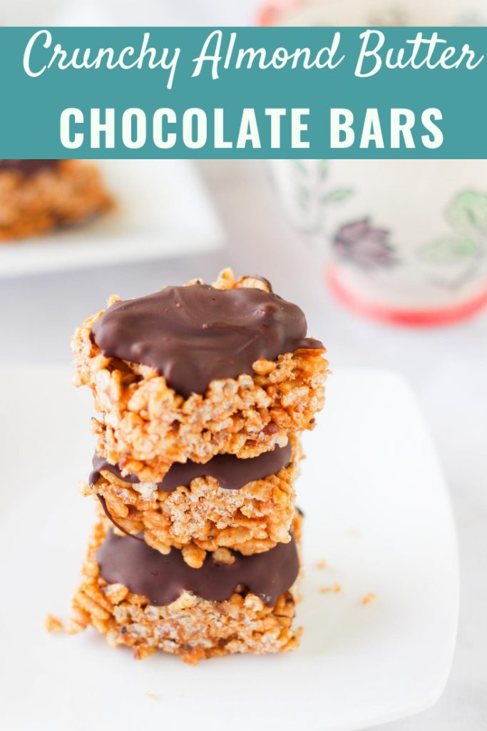 Crunchy almond butter chocolate bars. A delicious, healthy, gluten-free dessert! fitnessista.com