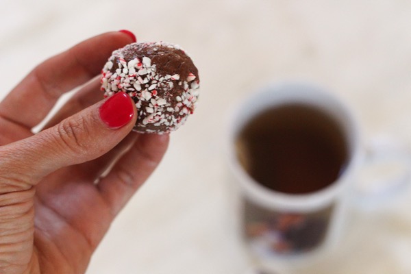 Chocolate peppermint protein bites5