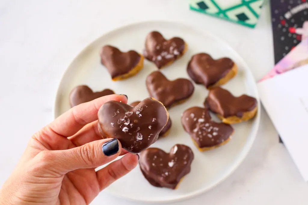 Homemade Copycat Reese's Hearts (gluten-free and vegan)