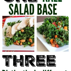 One kale salad base, three totally different salads. Perfect for weekly meal prep! Switch up that salad rut. www.fitnessista.com